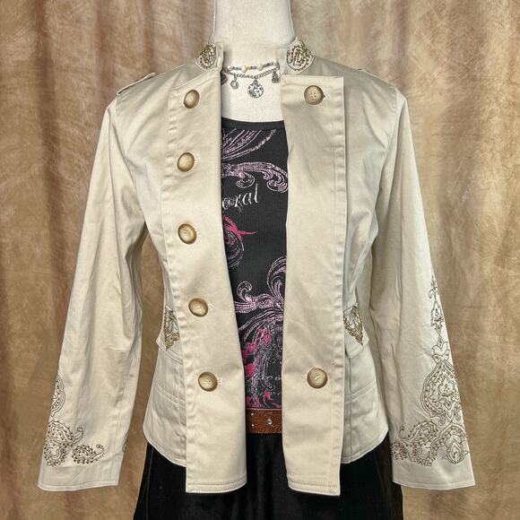 Pursuits Ltd. Jackets & Blazers - Vintage Boho Beaded Military Jacket 90s Double Breasted Hippie Festival Retro